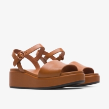 Camper Misia Platform Sandals Brown - Womens Singapore FDHNFS-018